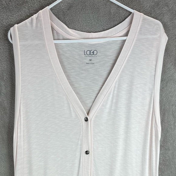 LOGO LORI GOLDSTEIN Pink Button-Up Sleeveless Cardigan w/ Pockets Medium - Picture 2 of 15